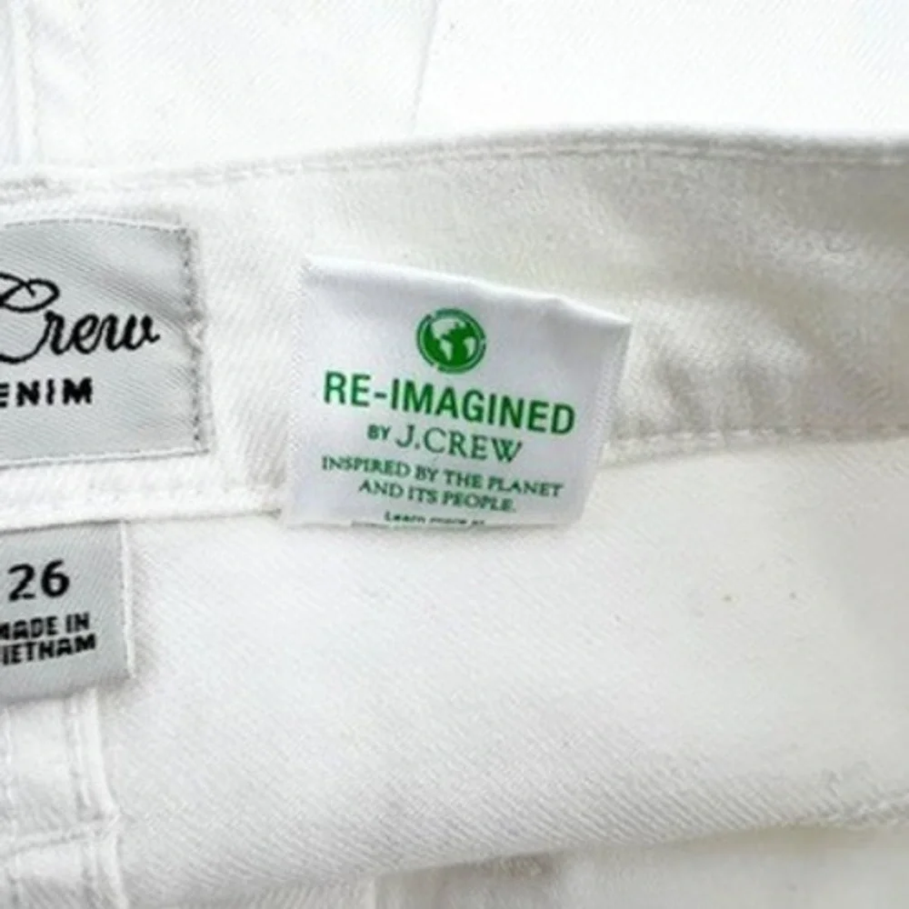 J. Crew Denim High Rise‎ Button Fly Cuffed Denim Shorts Size 26 White